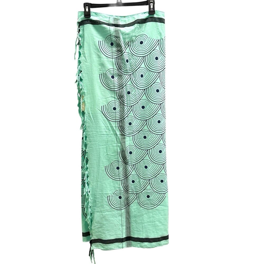 Leigh & Luca Limited Edition Black & Teal Cotton & Silk Scarf/Sarong/Shawl NWT